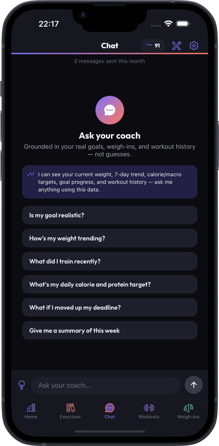 Fathom AI chat screen with suggested questions grounded in real data